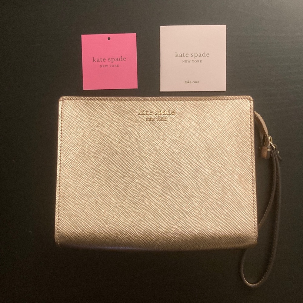 Kate Spade Metallic Rose Gold Wristlet Clutch